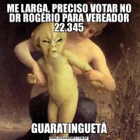 ME LARGA, PRECISO VOTAR NO DR ROGÉRIO PARA VEREADOR 22.345GUARATINGUETÁ