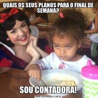 QUAIS OS SEUS PLANOS PARA O FINAL DE SEMANA?SOU CONTADORA!