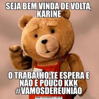 SEJA BEM VINDA DE VOLTA, KARINEO TRABALHO TE ESPERA E NÃO É POUCO KKK #VAMOSDEREUNIÃO
