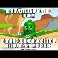 APROVEITE ENQUANTO É JOVEMPORQUE QUANDO VOCÊ FICA VELHO A PIPA MAL SOBE