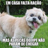 EM CASA FALTA RAÇÃOMAS AS PEÇAS DO JIPE NÃO PARAM DE CHEGAR