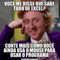 VOCÊ ME DISSE QUE SABE TUDO DE EXCEL?CONTE MAIS COMO VOCÊ AINDA USA O MOUSE PARA USAR O PROGRAMA