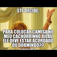 STF DECIDE:PARA COLOCAR CAMISA NO MEU CACHORRINHO BILAU ELE DEVE ESTAR ACORDADO OU DORMINDO??