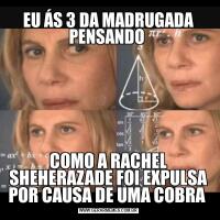 EU ÁS 3 DA MADRUGADA PENSANDO COMO A RACHEL SHEHERAZADE FOI EXPULSA POR CAUSA DE UMA COBRA 