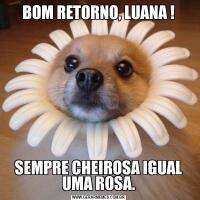 BOM RETORNO, LUANA !SEMPRE CHEIROSA IGUAL UMA ROSA.