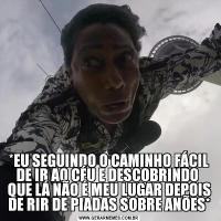 *EU SEGUINDO O CAMINHO FÁCIL DE IR AO CÉU E DESCOBRINDO  QUE LÁ NÃO É MEU LUGAR DEPOIS DE RIR DE PIADAS SOBRE ANÕES*