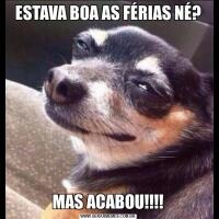 ESTAVA BOA AS FÉRIAS NÉ?MAS ACABOU!!!!