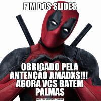 FIM DOS SLIDESOBRIGADO PELA ANTENÇÃO AMADXS!!!  AGORA VCS BATEM PALMAS