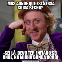 -MAS AONDE QUE ESTÁ ESSA COISA BÉCHA?-SEI LÁ, DEVO TER ENFIADO SEI ONDE, NA MINHA BUNDA ACHO!
