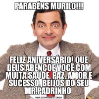 PARABÉNS MURILO!!!FELIZ ANIVERSÁRIO! QUE DEUS ABENÇOE VOCÊ COM MUITA SAÚDE, PAZ, AMOR E SUCESSO. BEIJOS DO SEU MR.PADRINHO 