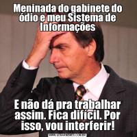 Meninada do gabinete do ódio e meu Sistema de InformaçõesE não dá pra trabalhar assim. Fica difícil. Por isso, vou interferir!