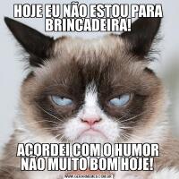 HOJE EU NÃO ESTOU PARA BRINCADEIRA!ACORDEI COM O HUMOR NÃO MUITO BOM HOJE! 