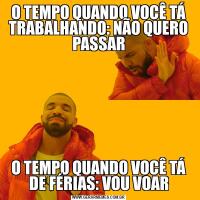 O TEMPO QUANDO VOCÊ TÁ TRABALHANDO: NÃO QUERO PASSARO TEMPO QUANDO VOCÊ TÁ DE FÉRIAS: VOU VOAR