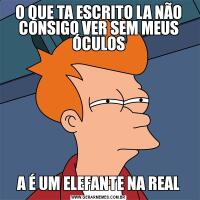 O QUE TA ESCRITO LA NÃO CONSIGO VER SEM MEUS ÓCULOSA É UM ELEFANTE NA REAL