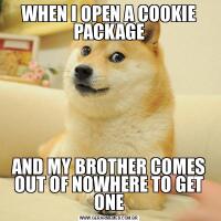 WHEN I OPEN A COOKIE PACKAGEAND MY BROTHER COMES OUT OF NOWHERE TO GET ONE