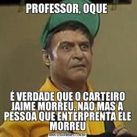 PROFESSOR, OQUE É VERDADE QUE O CARTEIRO JAIME MORREU, NAO MAS A PESSOA QUE ENTERPRENTA ELE MORREU