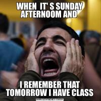 WHEN  IT' S SUNDAY AFTERNOOM AND I REMEMBER THAT TOMORROW I HAVE CLASS