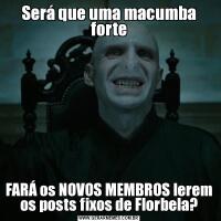 Será que uma macumba forteFARÁ os NOVOS MEMBROS lerem os posts fixos de Florbela?