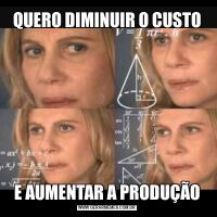 QUERO DIMINUIR O CUSTOE AUMENTAR A PRODUÇÃO