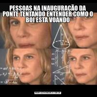 PESSOAS NA INAUGURAÇÃO DA PONTE TENTANDO ENTENDER COMO O BOI ESTA VOANDO