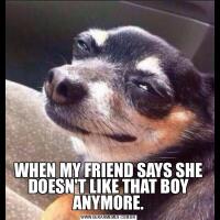 WHEN MY FRIEND SAYS SHE DOESN'T LIKE THAT BOY ANYMORE.