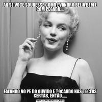 AH SE VOCÊ SOUBESSE COMO EVANDRO BEIJA BEM E COM PEGADA....FALANDO NO PÉ DO OUVIDO E TOCANDO NAS TECLAS CERTAS, ENTÃO.....