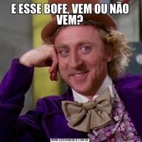 E ESSE BOFE, VEM OU NÃO VEM?