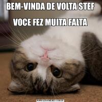 BEM-VINDA DE VOLTA STEF

VOCE FEZ MUITA FALTA