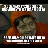 9 SEMANAS: FAZER SEXAGEM, NÃO AGUENTO ESPERAR O ULTRA16 SEMANAS: QUERO FAZER ULTRA PRA CONFIRMAR A SEXAGEM