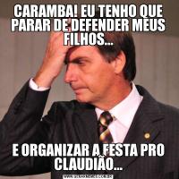 CARAMBA! EU TENHO QUE PARAR DE DEFENDER MEUS FILHOS...E ORGANIZAR A FESTA PRO CLAUDIÃO...