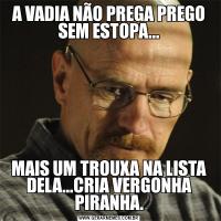 A VADIA NÃO PREGA PREGO SEM ESTOPA...MAIS UM TROUXA NA LISTA DELA...CRIA VERGONHA PIRANHA.