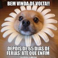 BEM VINDA DE VOLTA!!DEPOIS DE 65 DIAS DE FÉRIAS, ATÉ QUE ENFIM 