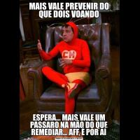 MAIS VALE PREVENIR DO QUE DOIS VOANDOESPERA… MAIS VALE UM PÁSSARO NA MÃO DO QUE REMEDIAR… AFF, É POR AÍ