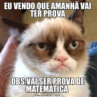 EU VENDO QUE AMANHÃ VAI TER PROVAOBS:VAI SER PROVA DE MATEMÁTICA 