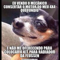 EU VENDO O MECÂNICO CONSERTAR O MOTOR DO MEU 4X4 QUE FUNDIUE NÃO ME OFERECENDO PARA COLOCAR O KIT PARA RADIADOR DA FLUSSEN