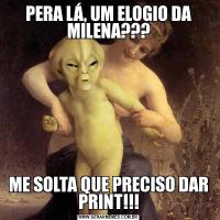PERA LÁ, UM ELOGIO DA MILENA???ME SOLTA QUE PRECISO DAR PRINT!!!