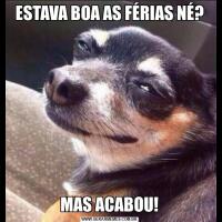 ESTAVA BOA AS FÉRIAS NÉ?MAS ACABOU!