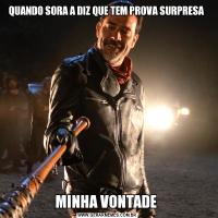QUANDO SORA A DIZ QUE TEM PROVA SURPRESA MINHA VONTADE 