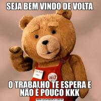 SEJA BEM VINDO DE VOLTAO TRABALHO TE ESPERA E NÃO É POUCO KKK