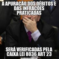 A APURAÇÃO DOS DÉBITOS E DAS INFRAÇÕES PRATICADASSERÁ VERIFICADAS PELA CAIXA LEI 8036 ART 23