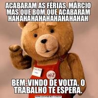 ACABARAM AS FÉRIAS, MÁRCIO MAS QUE BOM QUE ACABARAM HAHAHAHAHAHAHAHAHAHAHBEM-VINDO DE VOLTA. O TRABALHO TE ESPERA.