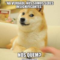 &QUOT;NA VERDADE, NÓS SOMOS SERES INSIGNIFICANTES&QUOT;NÓS QUEM?