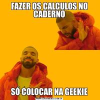 FAZER OS CALCULOS NO CADERNOSÓ COLOCAR NA GEEKIE