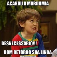 ACABOU A MORDOMIADESNECESSÁRIO!!!                                                                                   BOM RETORNO SUA LINDA 