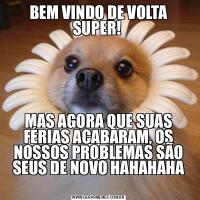 BEM VINDO DE VOLTA SUPER! MAS AGORA QUE SUAS FÉRIAS ACABARAM, OS NOSSOS PROBLEMAS SÃO SEUS DE NOVO HAHAHAHA
