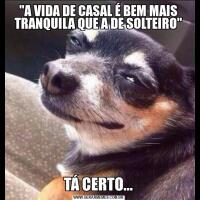 "A VIDA DE CASAL É BEM MAIS TRANQUILA QUE A DE SOLTEIRO"TÁ CERTO...
