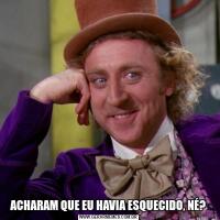 ACHARAM QUE EU HAVIA ESQUECIDO, NÉ?