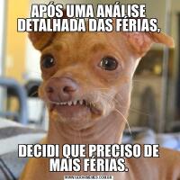 APÓS UMA ANÁLISE DETALHADA DAS FÉRIAS,DECIDI QUE PRECISO DE MAIS FÉRIAS.