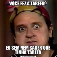 VOCÊ FEZ A TAREFA?EU SEM NEM SABER QUE TINHA TAREFA