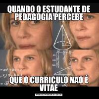 QUANDO O ESTUDANTE DE PEDAGOGIA PERCEBEQUE O CURRICULO NAO É VITAE